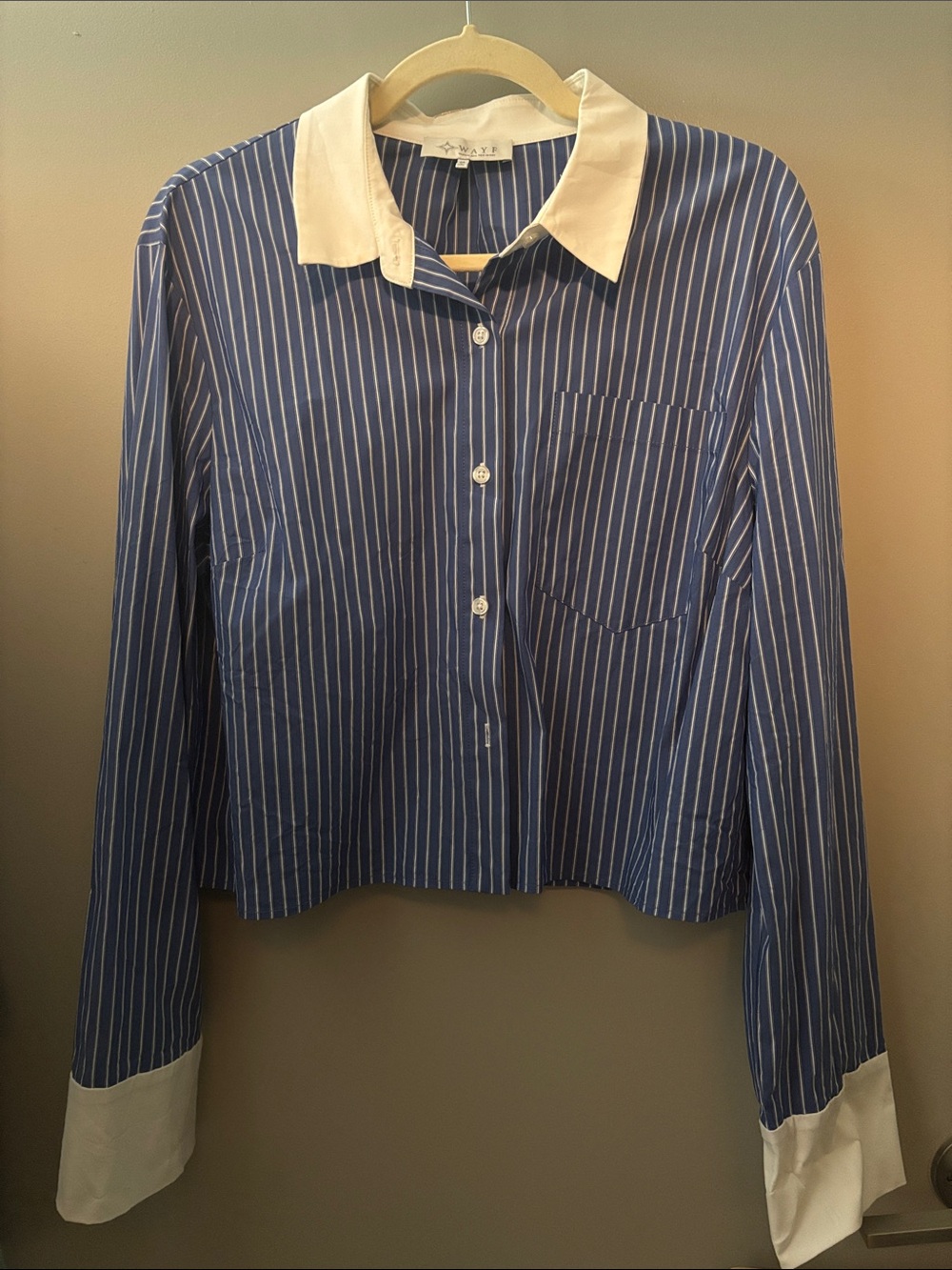 Wayf Blue & White Striped Button-Down Shirt and Skirt